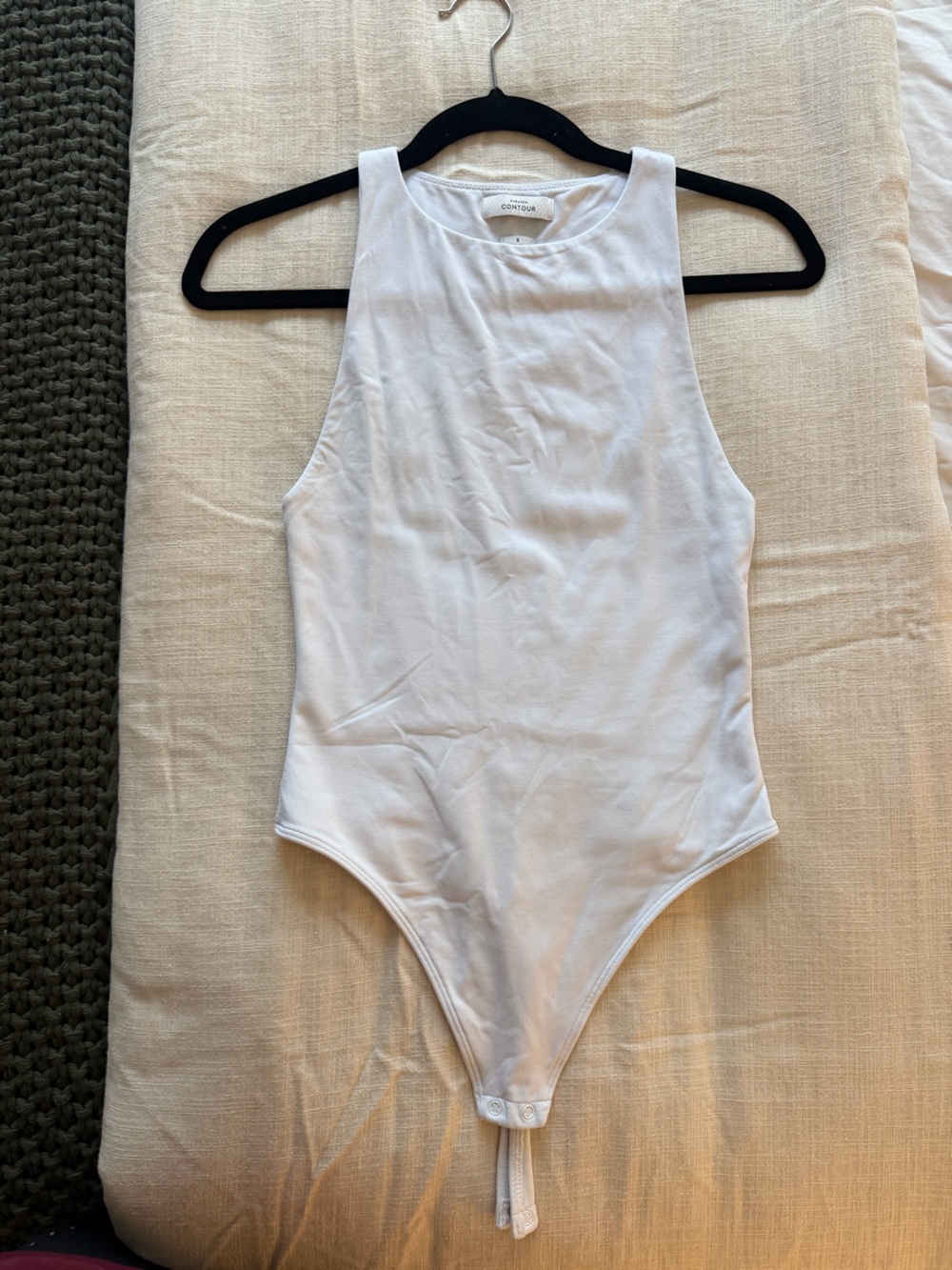 Babaton White Ribbed Tank Bodysuit